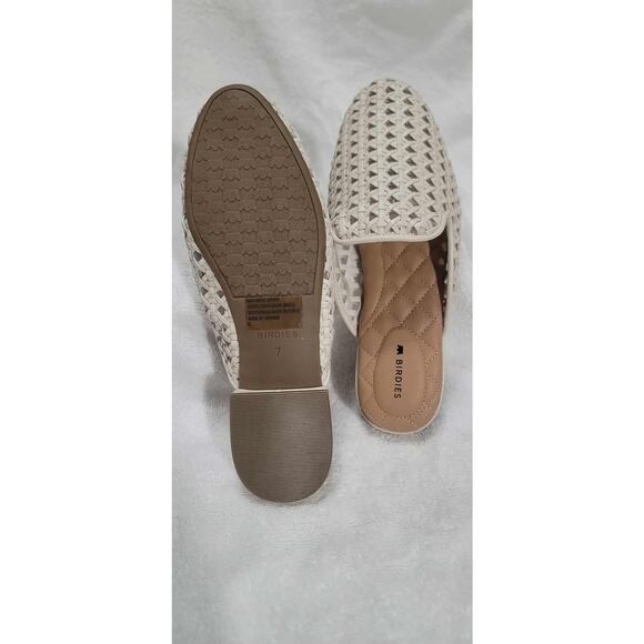 NWT Women's Birdies Phoebe Woven Slide Mule Ecru Woven Faux Leather size 7 Boho - Picture 3 of 6